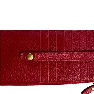 LODIS Red Pebble Leather Card Bill Wallet NWOT